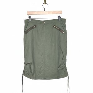 Ours Side Drawstring Zipper Utility Skirt in Olive Green Size L